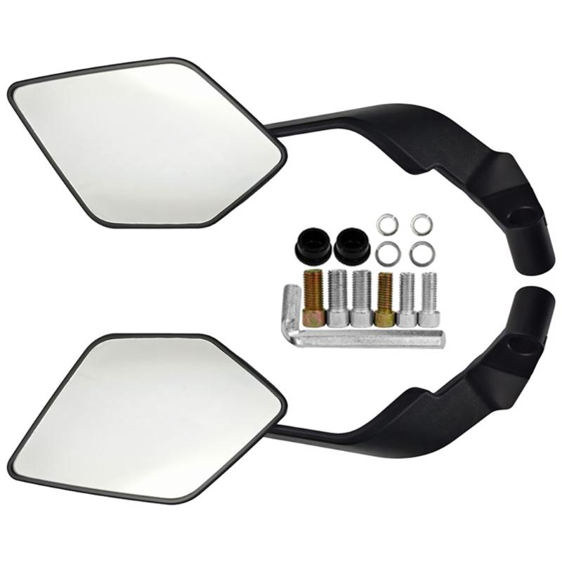 Motorcycle Wide View Rearview Mirror Flip Adjustable Angle Plastic Glass Material Universal Quick Mount For Road Safety