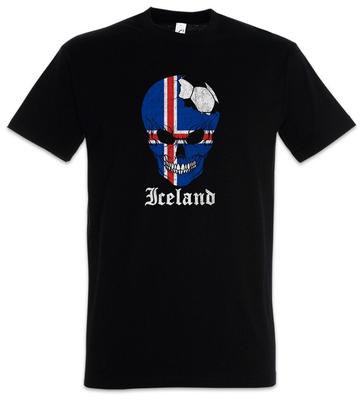 Iceland Football Skull I T-Shirt Icelandic Soccer Flag Banner World Championship