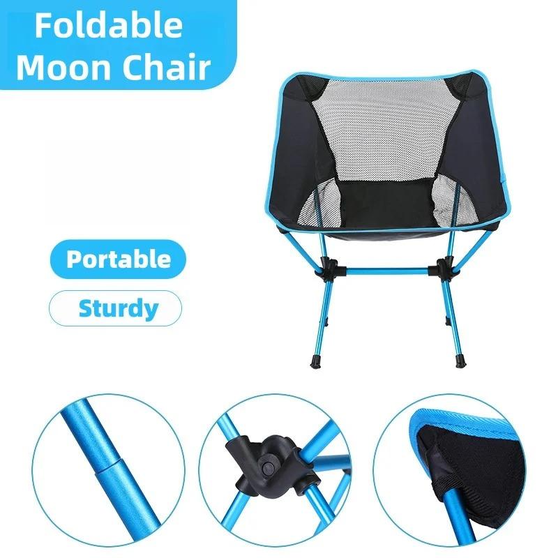 Outdoor Moon Chair Camping Folding Seat Portable Leisure Backrest Chair Ultra Light Aluminum Alloy Frame Camping Equipment