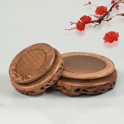 Redwood Ornament Base, Vase Base, Buddha Statue, Circular Flowerpot Base, Bonsai Handicraft Base, Wooden Hollow Out Base