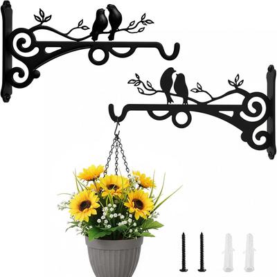 2/1Pcs Wall-Mounted Hook Flower Pot Holder Europe Vintage Iron Art Flower Stand Garden Decoration Wall Hanging Basket Bracket
