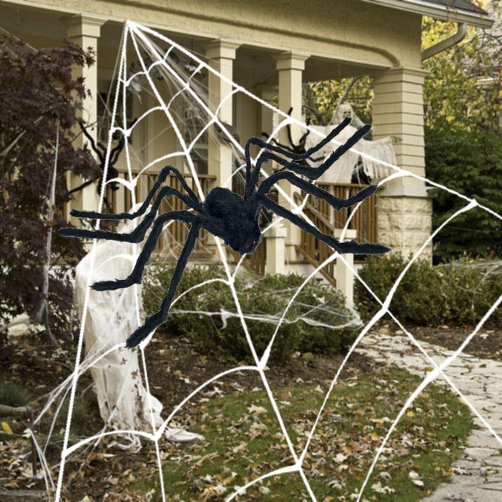 Extra Large Halloween Triangle Spider Web 5M/7M Plush Spider Web Giant Spider Web  Halloween Party