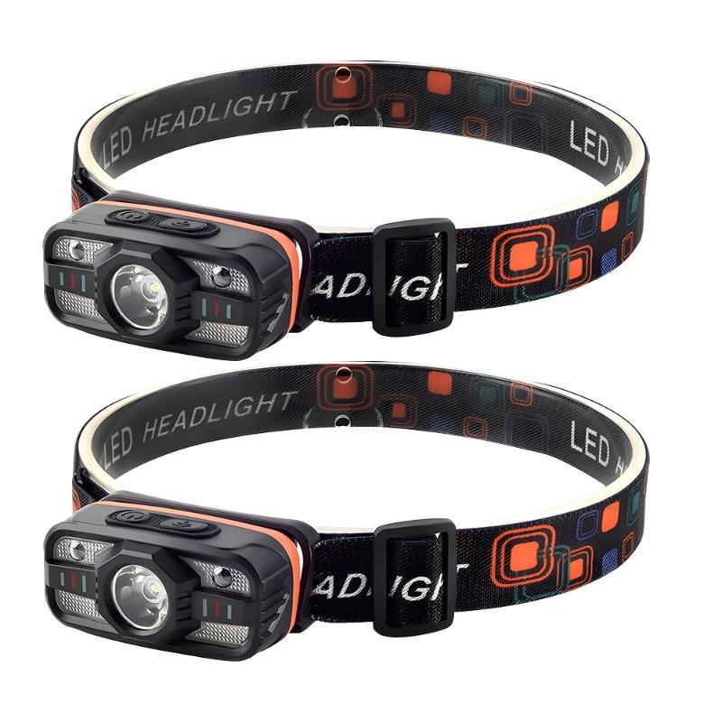 Sensor Headlamp LED High Bright Rechargeable Headlights with RED Light Waterproof Fishing Camping Cycling Induction Head Light