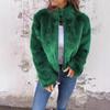 Women's High Neck Long Sleeve Faux Fur Jacket Loose Casual Streetwear Zip Up Coat