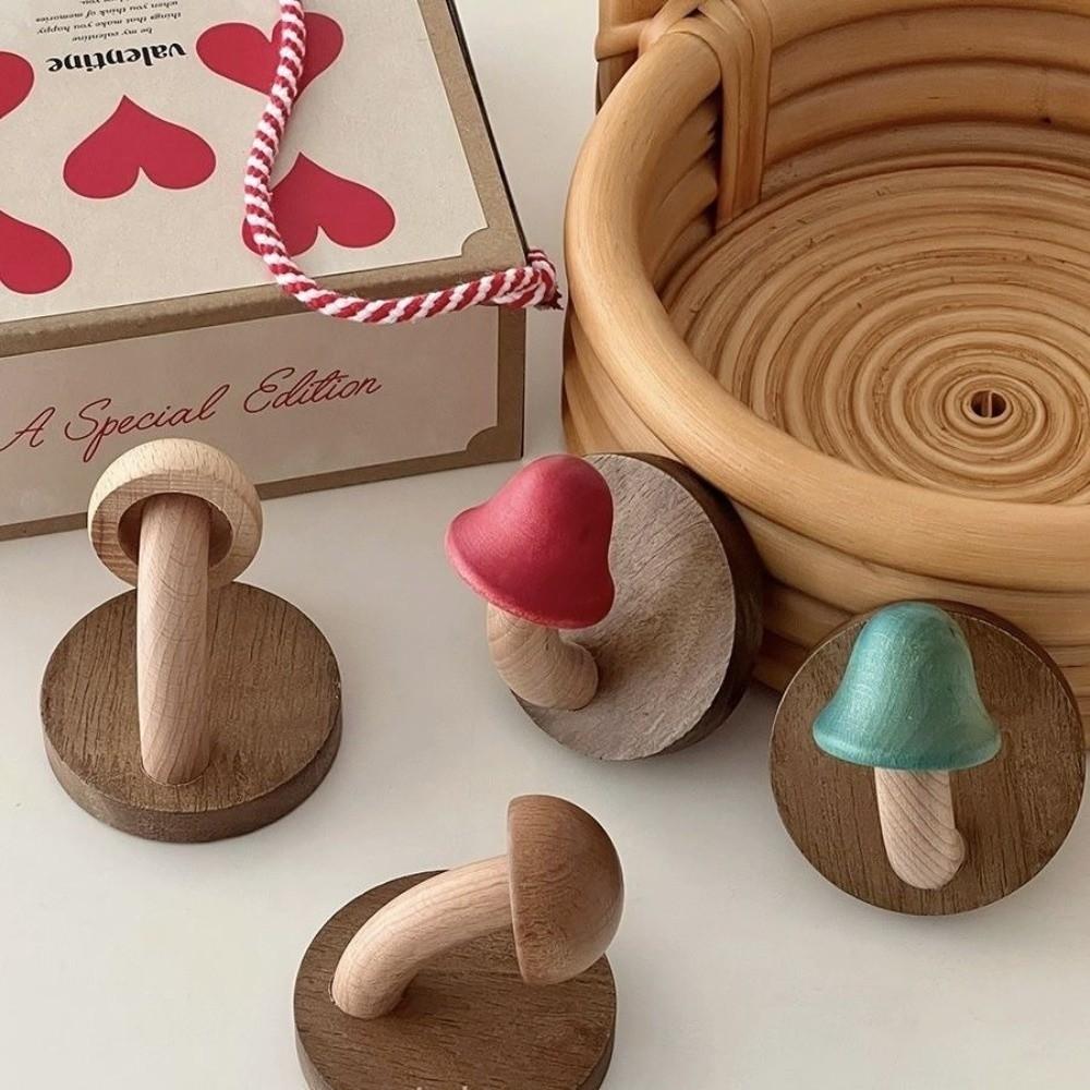 Wooden Mushroom Clothes Hat Hooks Wall Decoration Bathroom Hanger Organizer  Kitchen