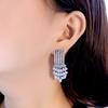 Needle Light Luxury Micro-Inlaid Zircon Earrings Temperament Super Flash Water Drop Banquet Dress Accessories Earrings