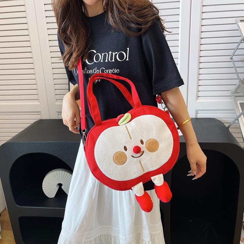 Cartoon Cream Farm Canvas Bag Bag 2025 Summer Soft Girl Bag Funny Versatile Casual Shoulder Oblique Span Bag