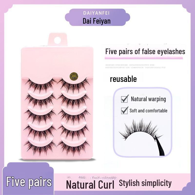 Cartoon Barbie Beginner False Eyelashes - Natural Thick 5 Pairs