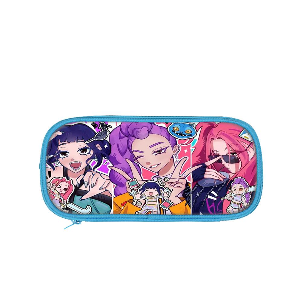 Student Blue Double-layer Pencil Case Kpop Witch Hunting Girl Group Student Storage Stationery Bag Pencil Bag