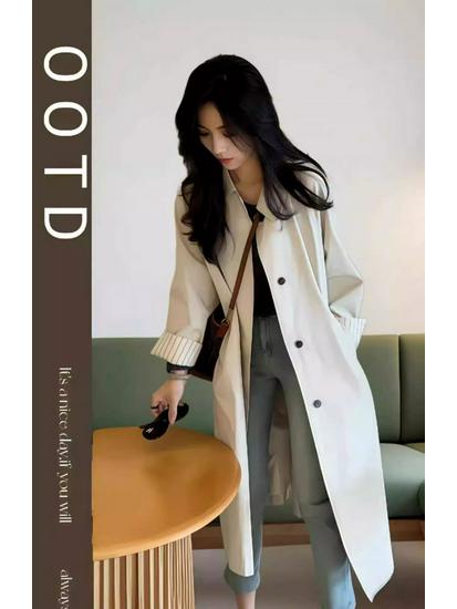 2025 Spring Korean Minimalist Women's Trench Coat: Relaxed, Fashionable, and Casual for Commuting