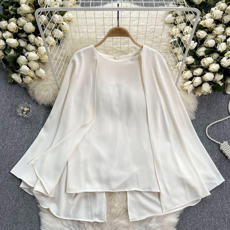 and American Plus size women clothing Design Sense Cape Pullover Shirts Female Senior Sense Royal Sister Wear Temperament Spring Clothing Women's Top