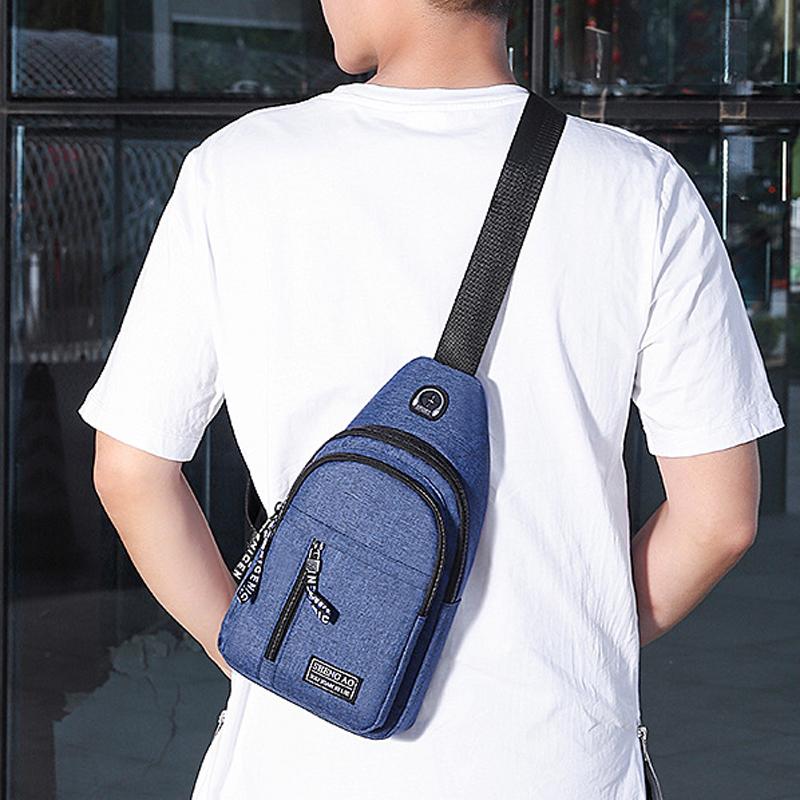 2025 New Men's Oxford Chest Bag Multi-functional Sports Outdoor Crossbody Bag Leisure Headset Shoulder Bag