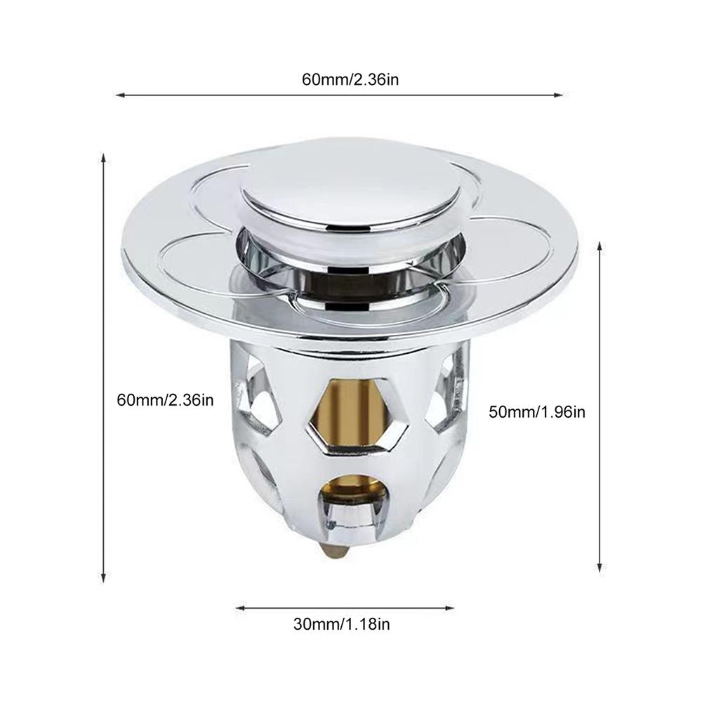 Bathroom Stainless Steel Pop-Up Bounce Core Basin Drain Filter Hair Catcher Shower Sink Strainer Bath Stopper Bathroom Tool