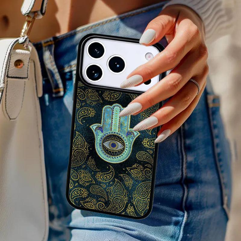 Hamsa Hand Of Fatima Art Phone Case For iPhone 17 Air 14 15 13 12 Max Cover For Apple 14 15 16 16e 11 Pro Max Plus
