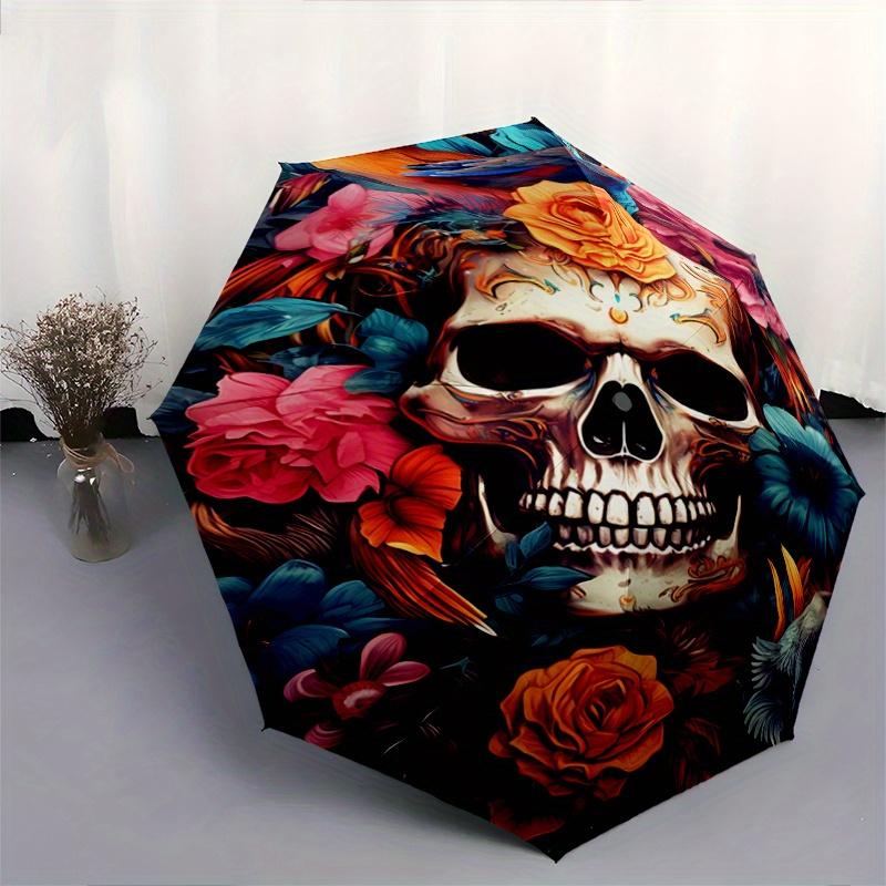 1pc Day of the Dead Theme Automatic Opening and Closing Folding - A Good Choice for Gifts, Fashionable and Convenient Umbrella With Cute Cartoon