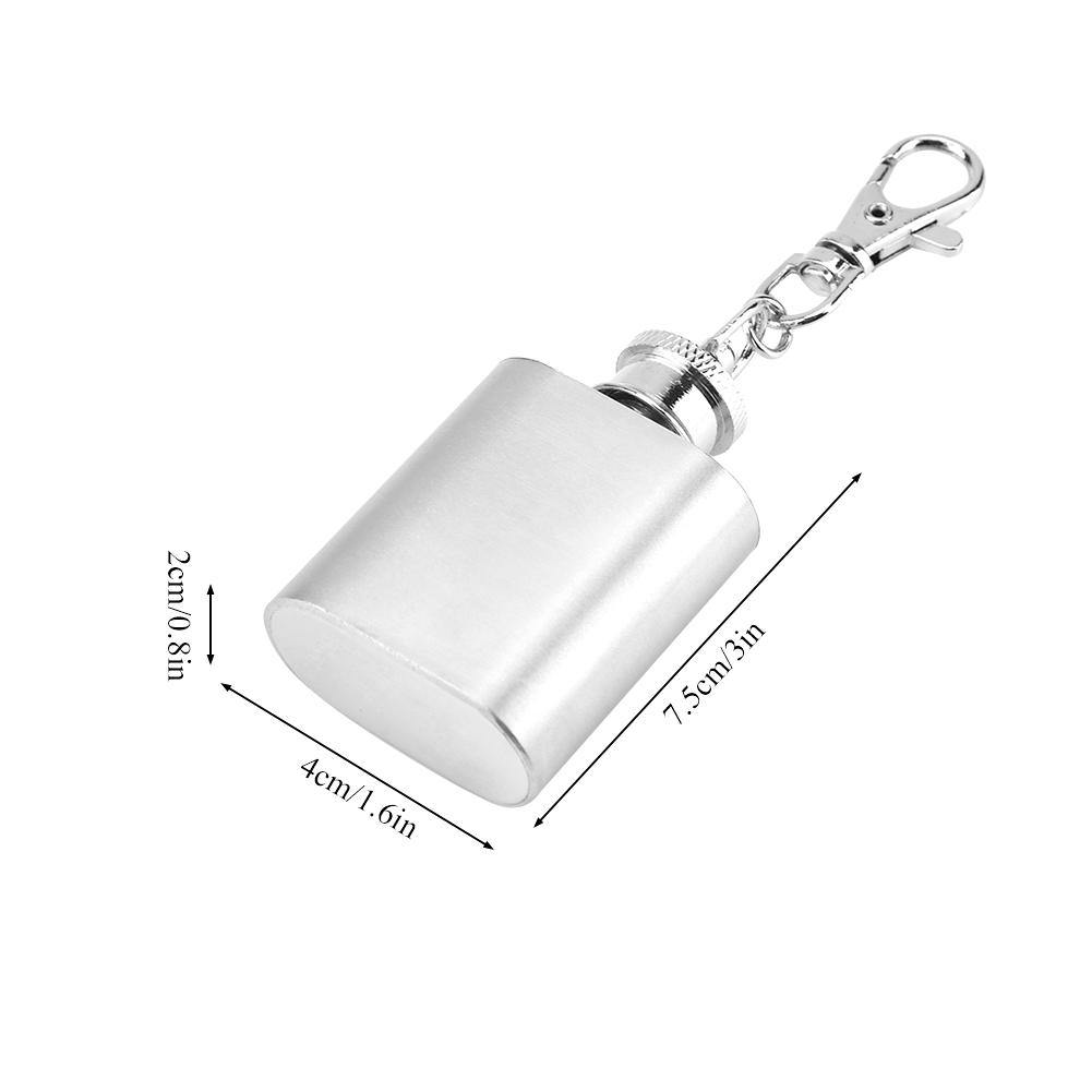 Portable Stainless Steel 1oz Whiskey Liquor Alcohol Bottle Pocket Wine Bottle Key Chain