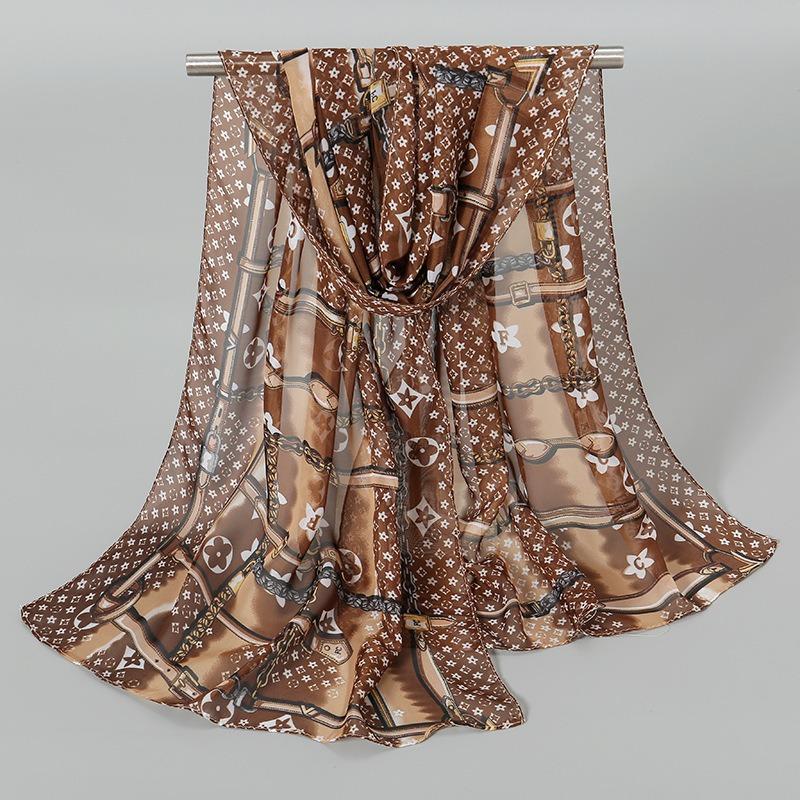 Spring and autumn new chiffon silk scarf, quality printing popular peacock silk scarf scarf source