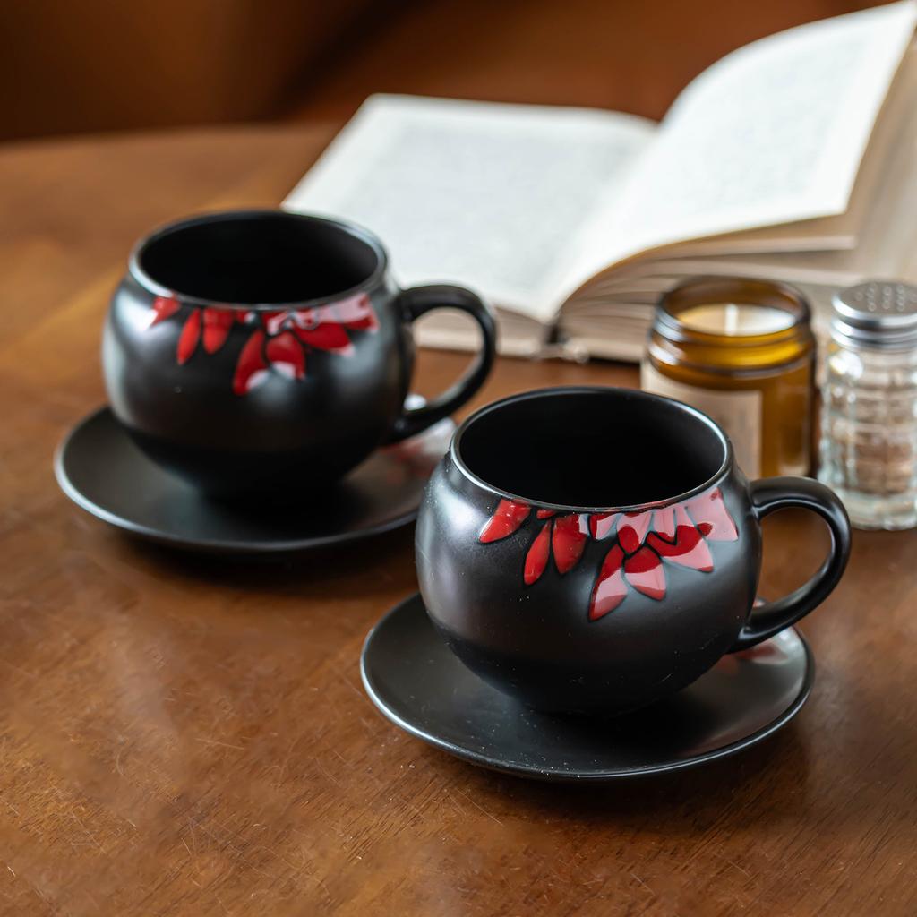 Coffee Cup Light Luxury High-End Ceramic Cup And Saucer Set Retro Mug Saucer Latte Cup Large Capacity Teacup