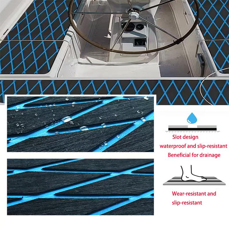 2400x450x6mm Eva Self-adhesive Diamond Foam Boat Flooring Decking Sheet Faux Teak Boat Yacht Rv Floor Mat Non-slip Marine Grade