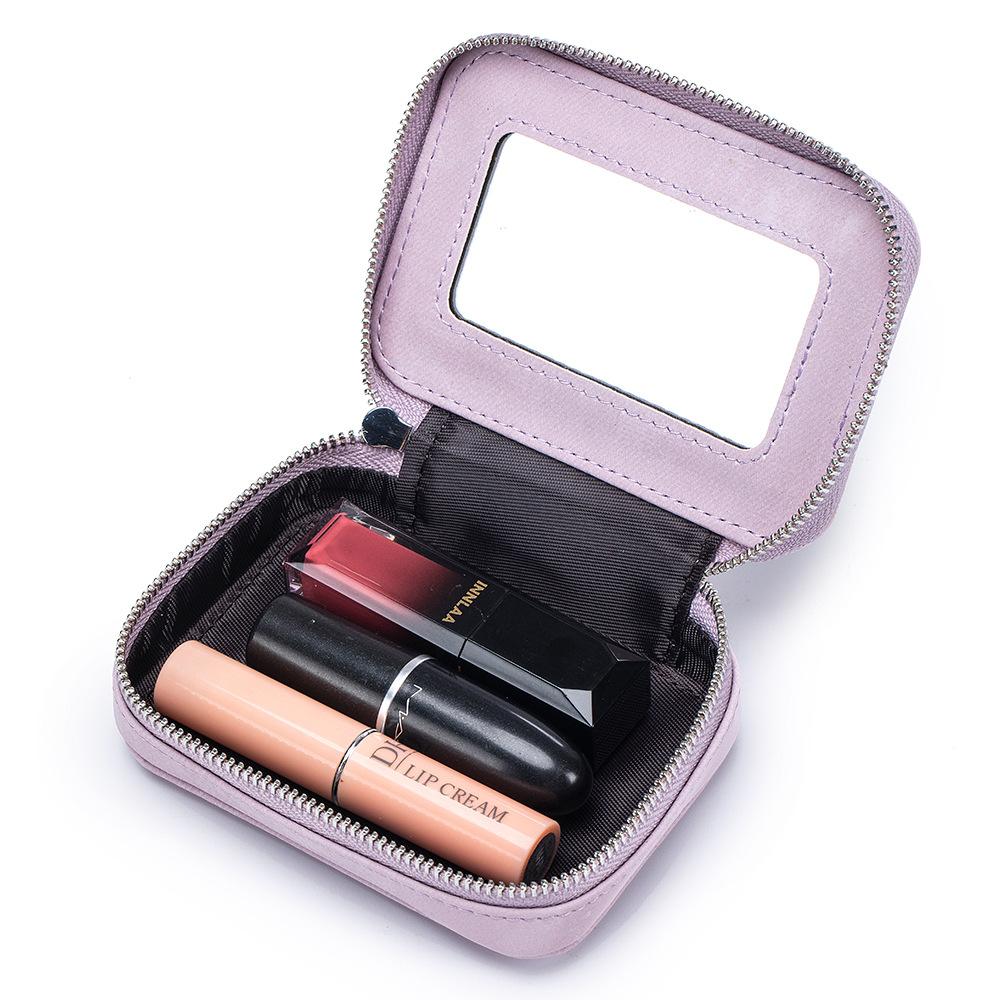 2025 Mini Portable Lipstick Bag with Mirror New Chinese Cowhide Storage Bag Change Coin Earphone Bag