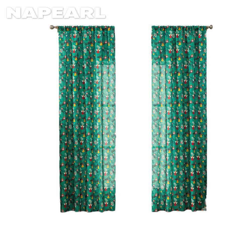 1PC NAPEARL Christmas Style Semi Blackout Curtains Cartoon Pattern Printed Curtains for Living Room Bedroom Balcony Window Home Decor