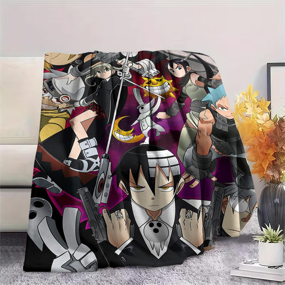 1PC Soul Eater Print Flannel Blanket, High quality Comfortable for All Seasons, Home Decor, Warmth and Comfort, Perfect for Christmas Gifts173