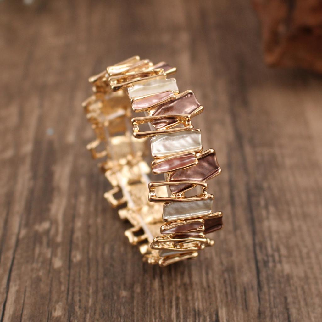 New irregular color dripping alloy bracelet, hand-painted oil geometric splicing women's bracelet