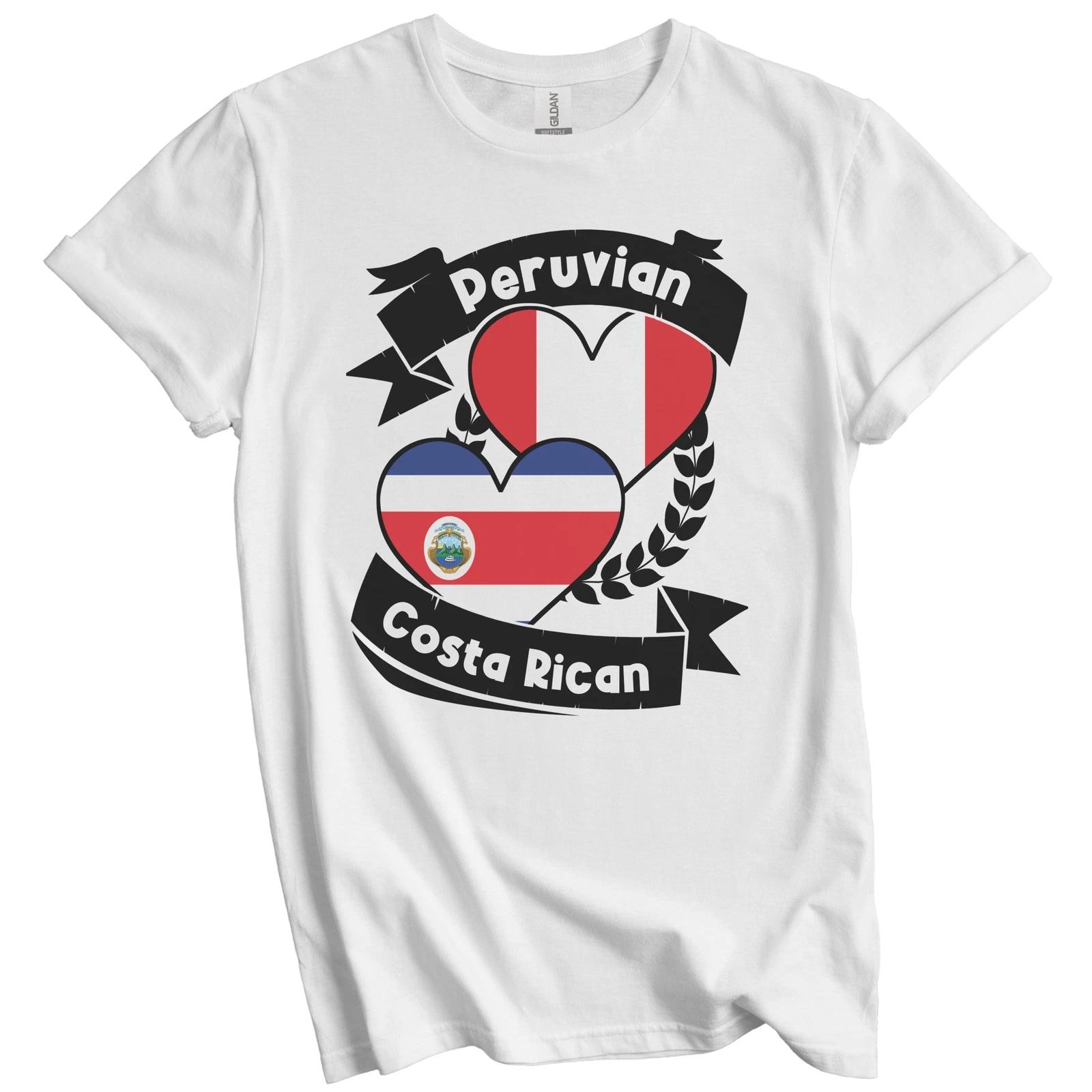 Peruvian Costa Rican Heart Flags Peru Costa Rica T-Shirt 4XL