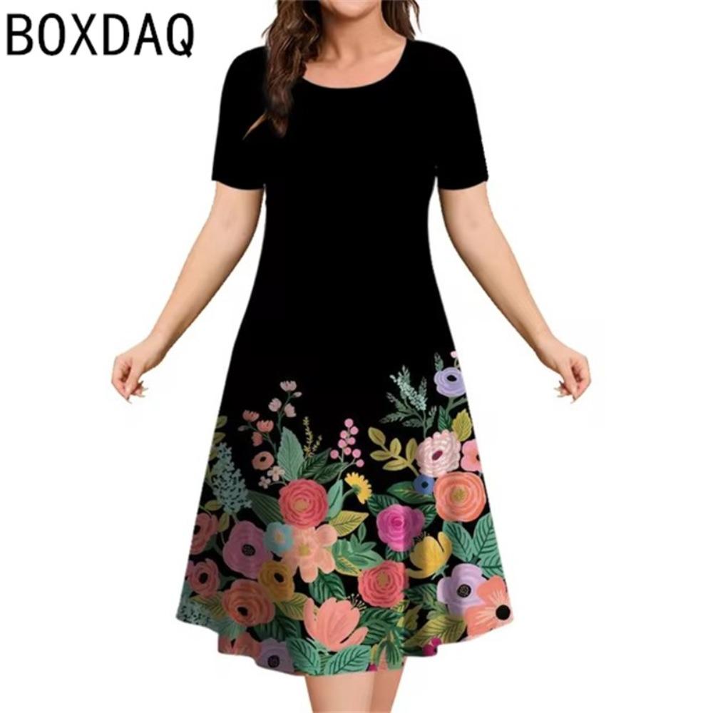

Spring Summer New Women s Beach Mini Dress Vintage Elegant A-Line Dress 3D Flowers Graphic Casual Dresses Vestidos De Mujer S