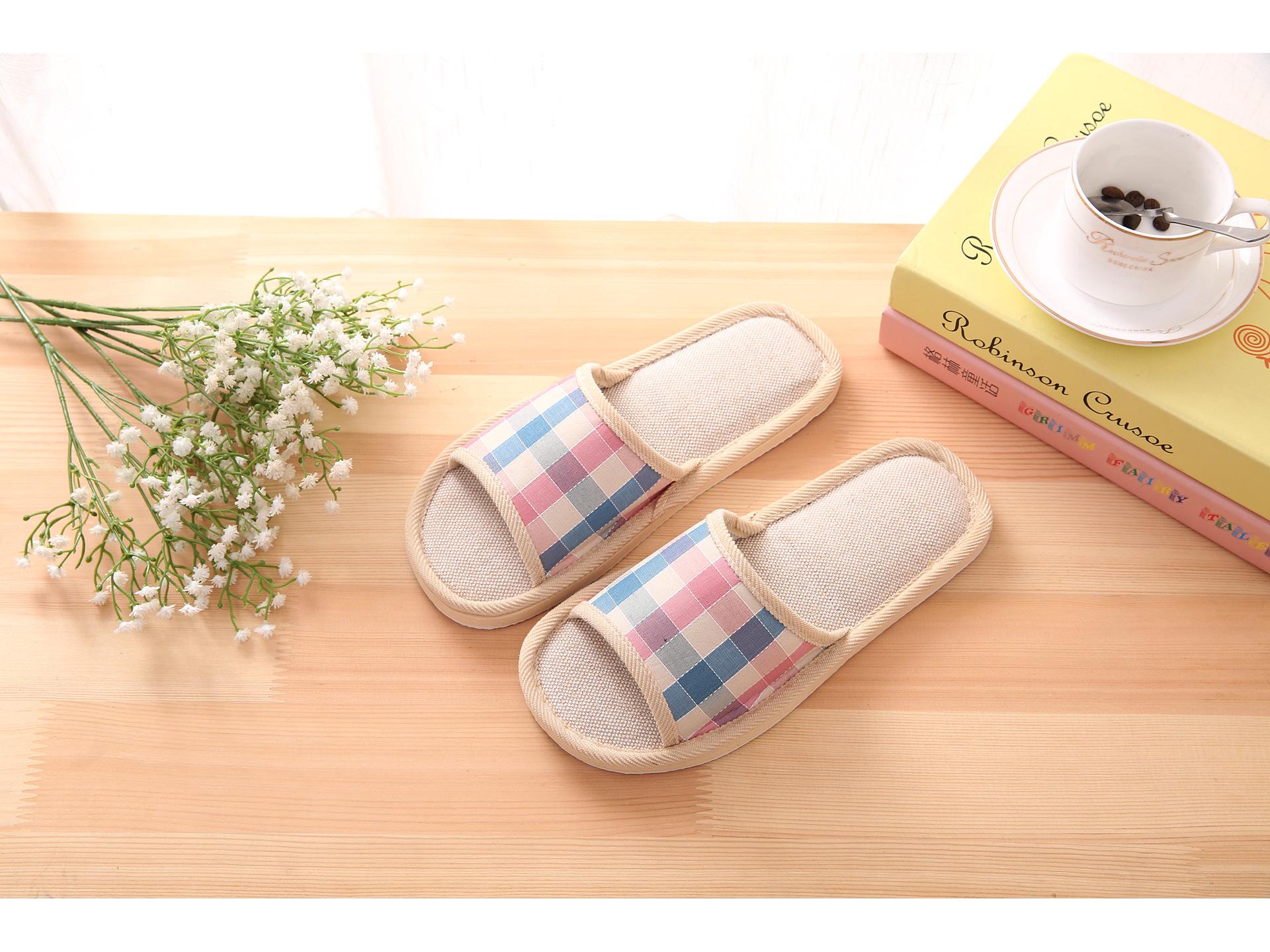 

«Парные домашние тапочки из хлопка и льна»: Мягкое дно для деревянных полов, дизайн унисекс 37/38 (fits 35-36)