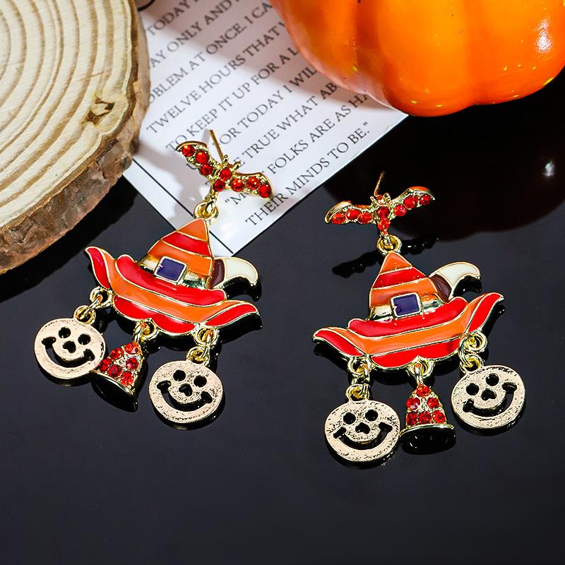 Halloween Cartoon Earrings: Pumpkin, Ghost & Bat Dangles for Women