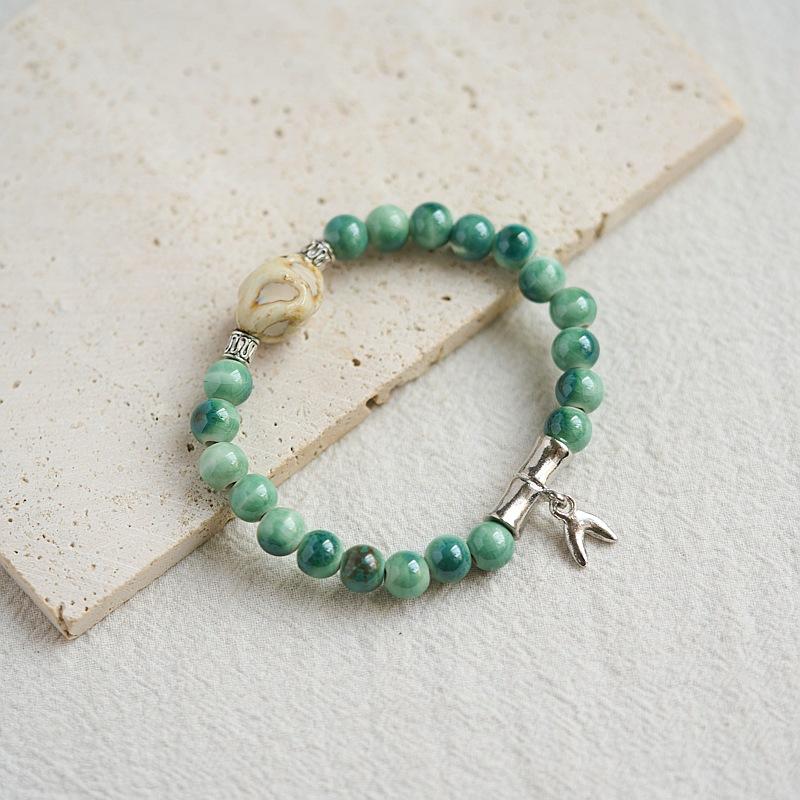 Literary Bracelet Maillard Color Jingdezhen Ceramic Bracelet Female Gift Student National Style Creative National Style Accessories