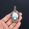 Larimar Pendant Gemstone Jewelry, 999 Copper Wire Wrapped Pendant, Handmade Jewelry Birthstone Pendant, Gift For Him