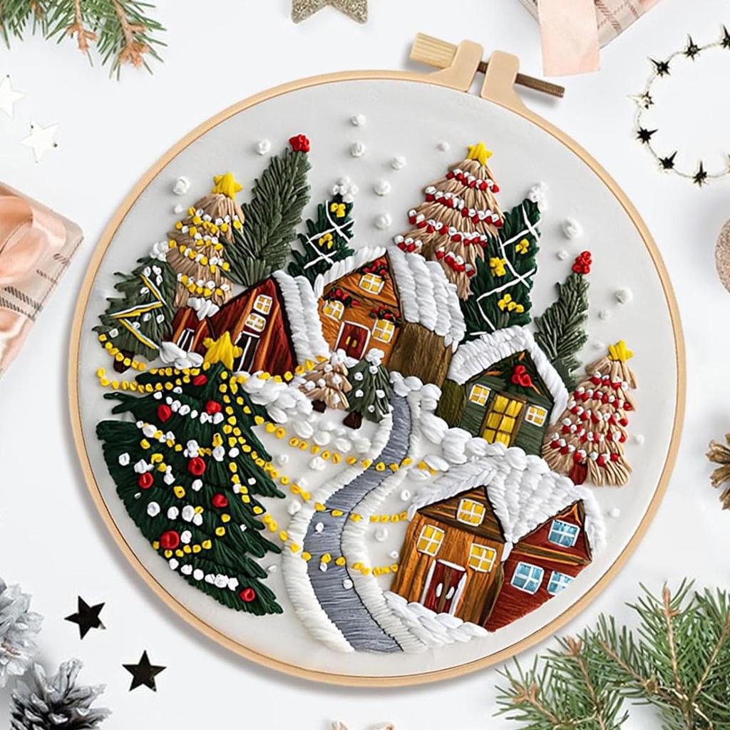 Christmas Embroidery Kit Hand Embroidery Kit Christmas Decorations Embroidery Kit Creative Handmade Needlework Kit Home Decor