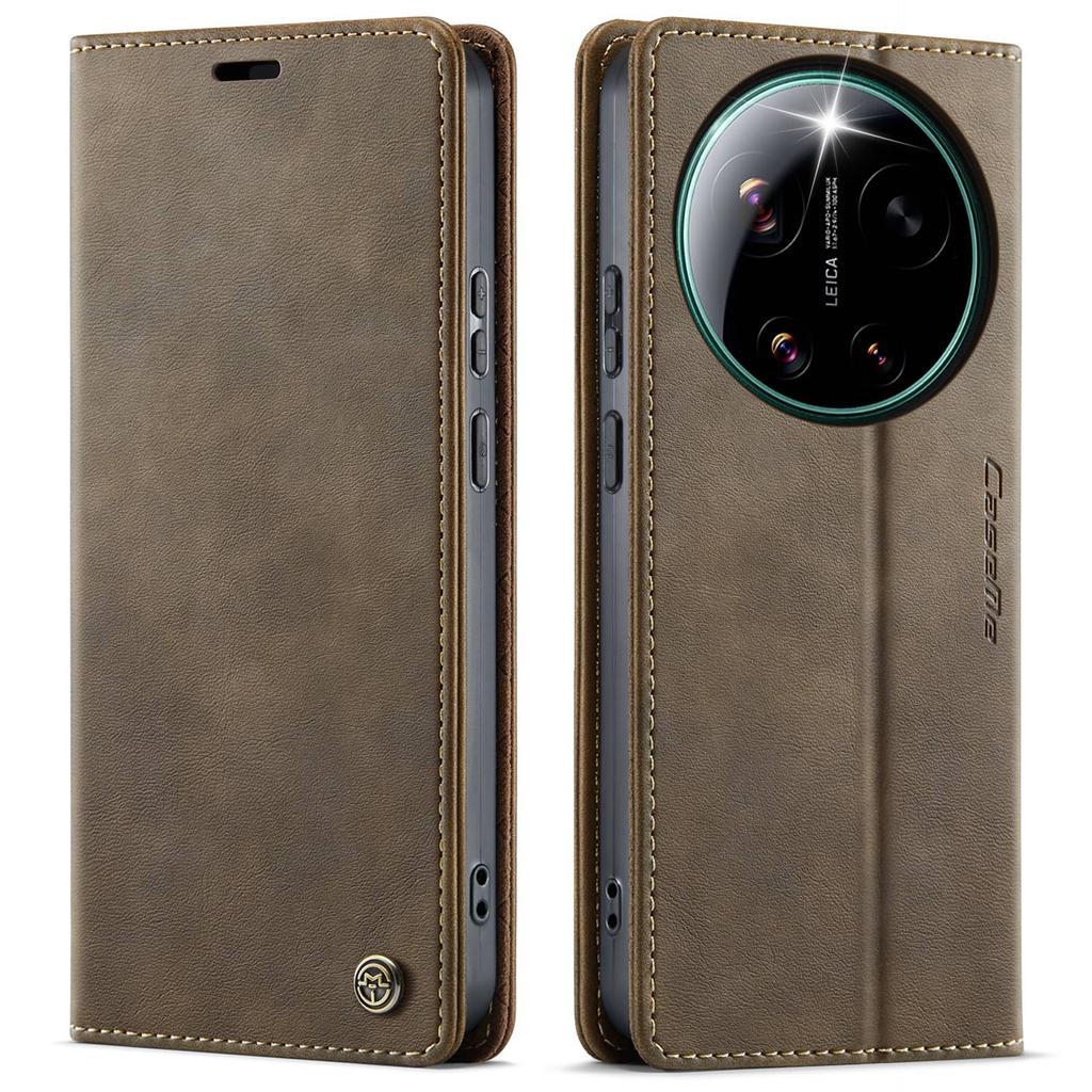 For Xiaomi 17 Ultra / Xiaomi 17 Luxury Wallet Case, Retro PU Leather Flip Cover with RFID Blocking Card Holder, Magnetic Closure