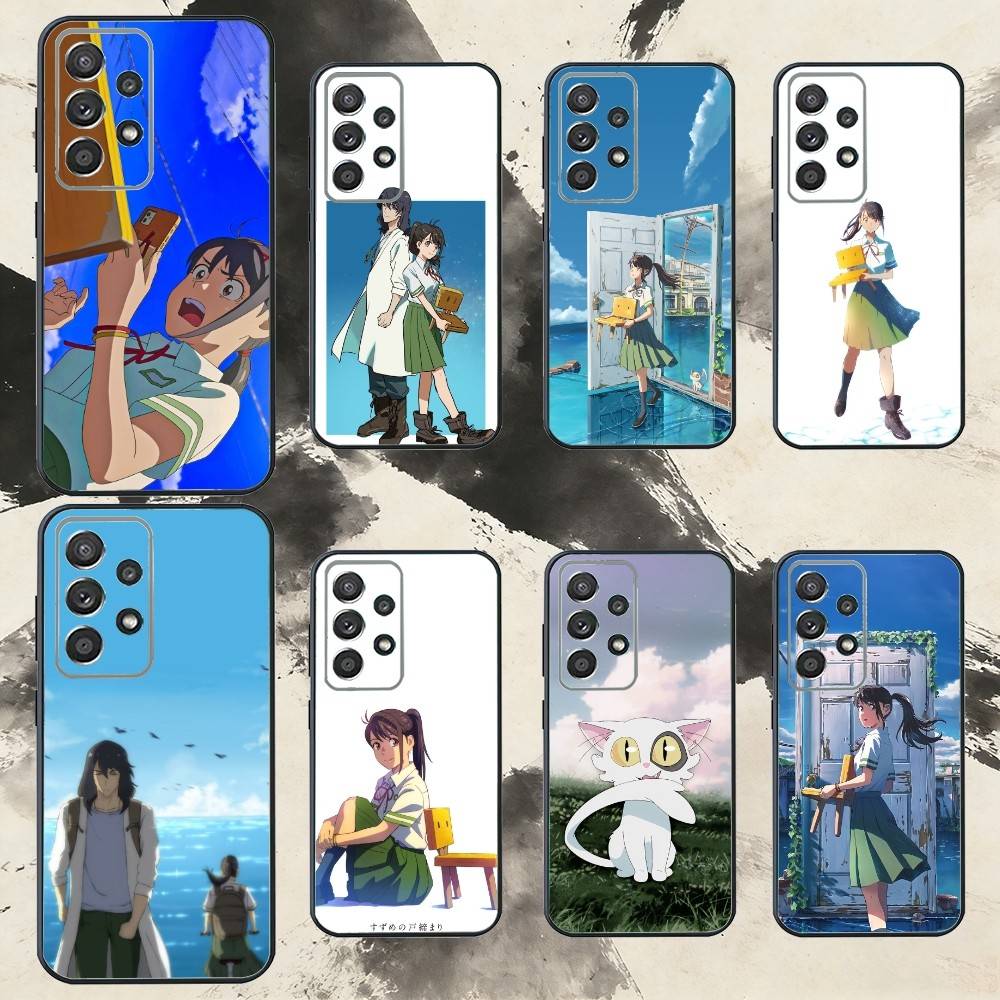 A-Anime S-Suzume Phone Case For Samsung S25,S24,S21,S22,S23,S30,Ultra,S20,Plus,Fe,Note,10,9,5G Black Cover