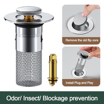 Efficient Kitchen Sink Drain Strainer and Stopper Filter for Bathroom Chrome