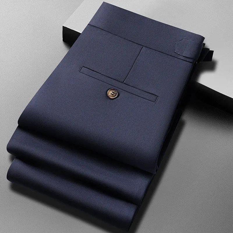 Year-Round Stock: Loose Fit Straight-Cut Business Suit Pants