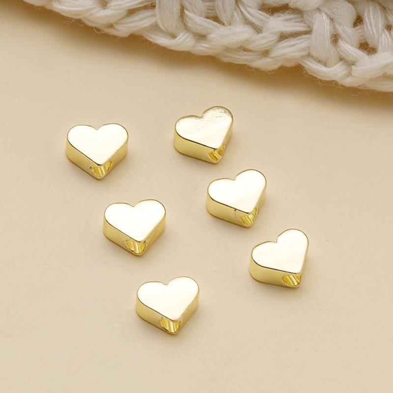 Copper-Plated 18K DIY Heart Spacer Beads for Jewelry Making: Smooth Pearl Beads for Bracelet & Necklace.