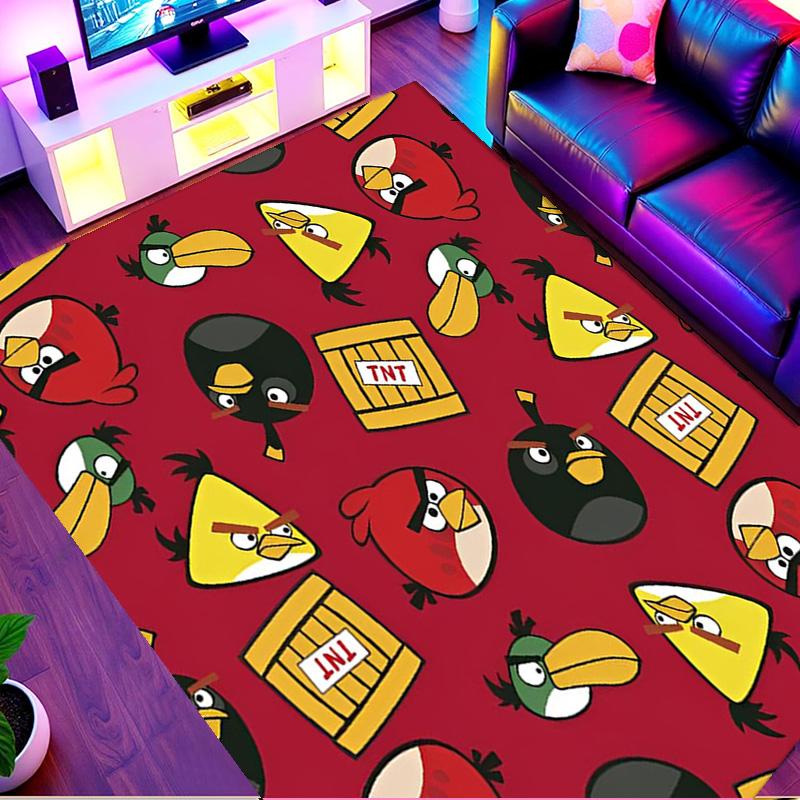 Angry Birds Print Rug, Washable Floor Carpet, For Entryway Dorm Laundry Room Office Study, Home Decor Birthday Christmas Gift