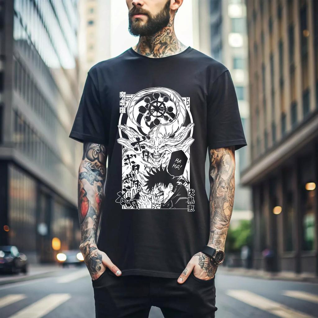 100% cotton TOPS UNISEX TEES MENS WOMENS Megumi T-shirt Jujutsu Kaisen Itadori Yuji Panda Maki Gojo Satoru Horror Gift290