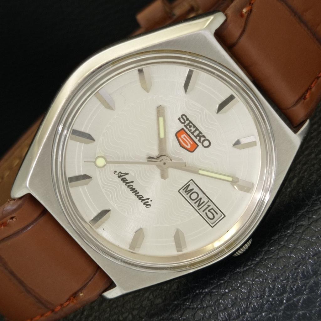 VINTAGE SEIKO 5 AUTOMATIC 6309A JAPAN MENS SILVER COLOR DIAL WATCH a701411-5 R206b-a701411