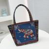 Ethnic Embroidered Handbag For Women With Canvas Material And Zipper Closure For Daily Use