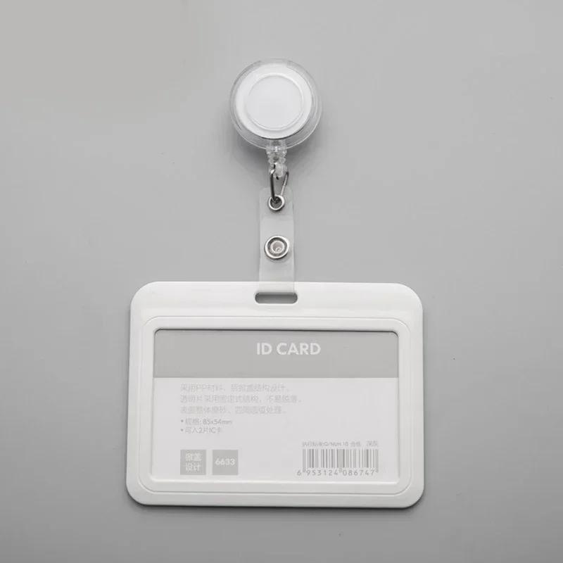 Women Man Credit Card Cover Case with Retractable Buttons Pouch Creative Transparent Nurse Badge Doctor ID Holder Clip Badge