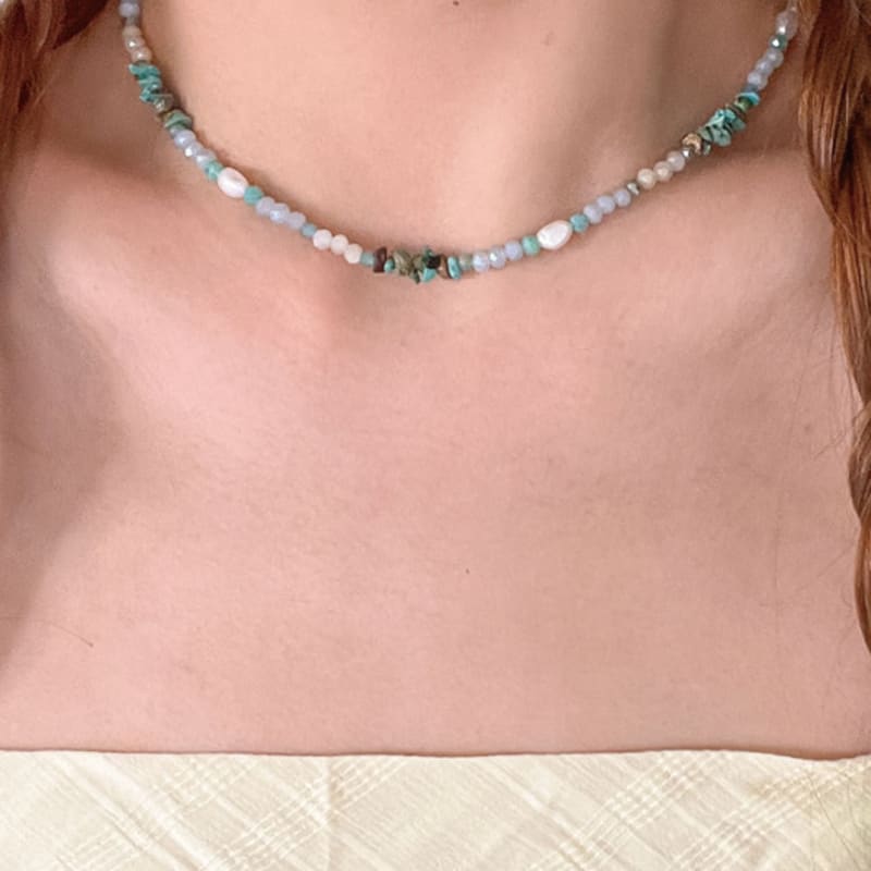 objet213 Zigzag Turquoise Natural Stone Necklace