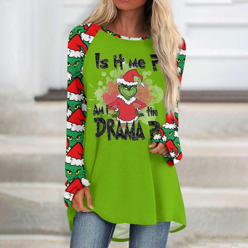 Dámské podzimní a zimní tričko s dlouhým rukávem a kulatým výstřihem ležérní tričko s dlouhým rukávem