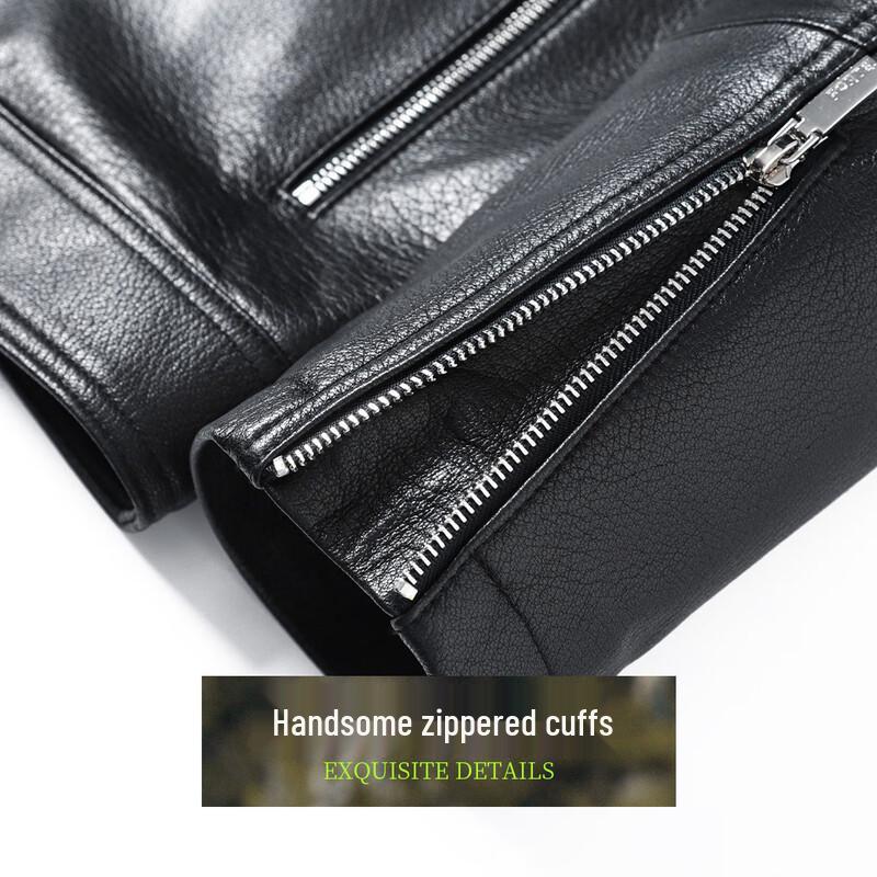 Futting Men's Retro Goatskin Leather Jacket