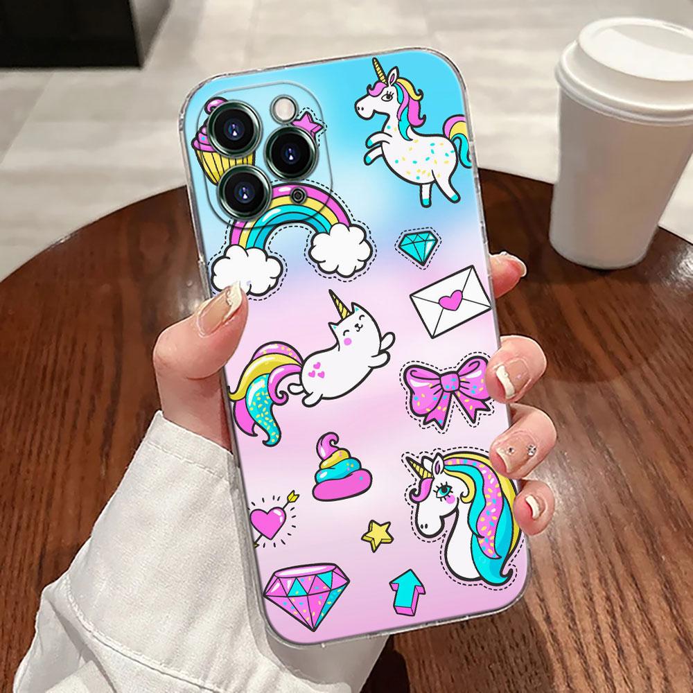 Süßes Regenbogen-Einhorn Transparente Hülle Für Apple iPhone 17 16 15 14 13 12 11 Pro Max 16 Plus 16E 17Air 17Pro Handyhülle Silikon