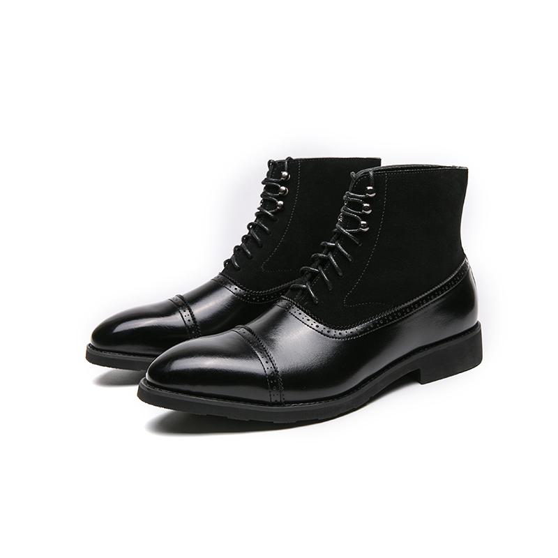 Men Ankle Boots Motorcycle Casual Wingtip Dress Formal Leather Tuxedo Wedding Derby Boots Large Size