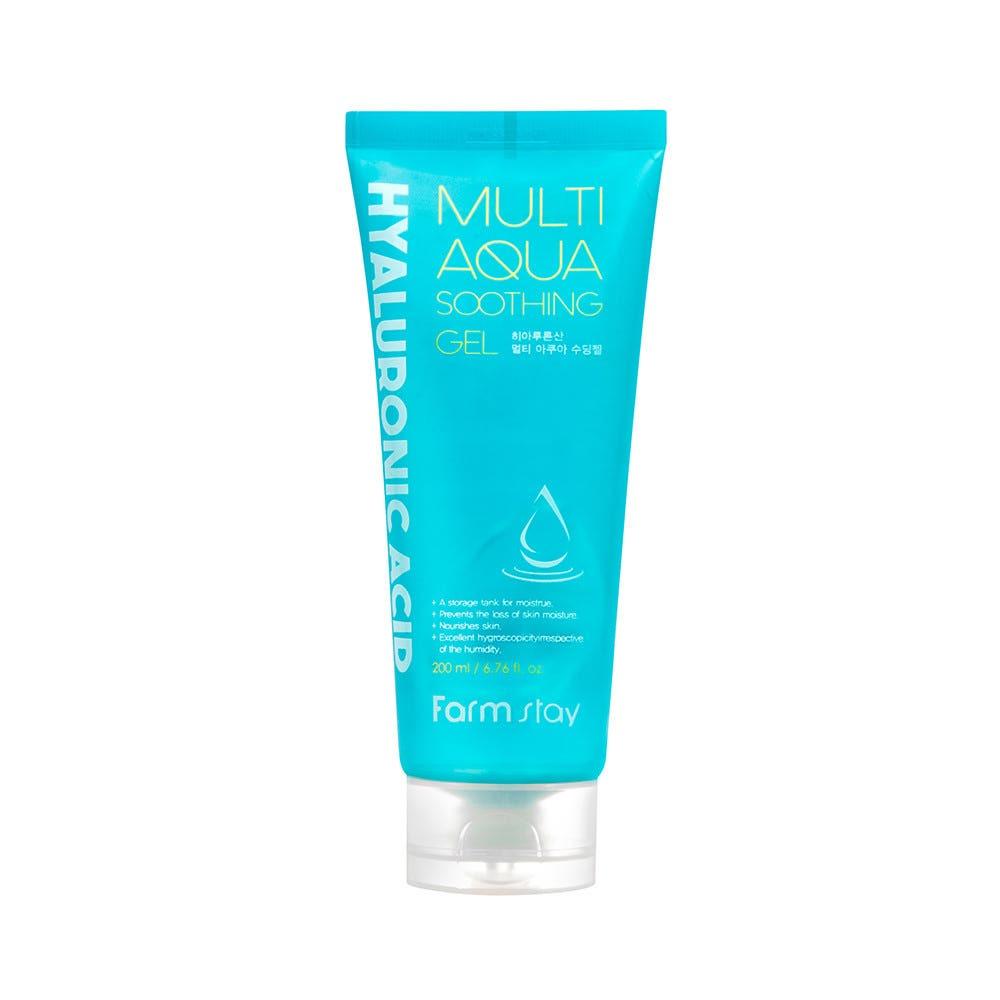 Farmstay Hyaluronsäure Multi Aqua Beruhigendes Gel Feuchtigkeitsspendend Kühlend 200ml blue